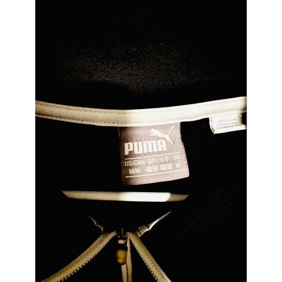 PUMA Men's Full-Zip Track Jacket – Black & White Logo Sweatshirt – Size M‎ - Picture 3 of 5